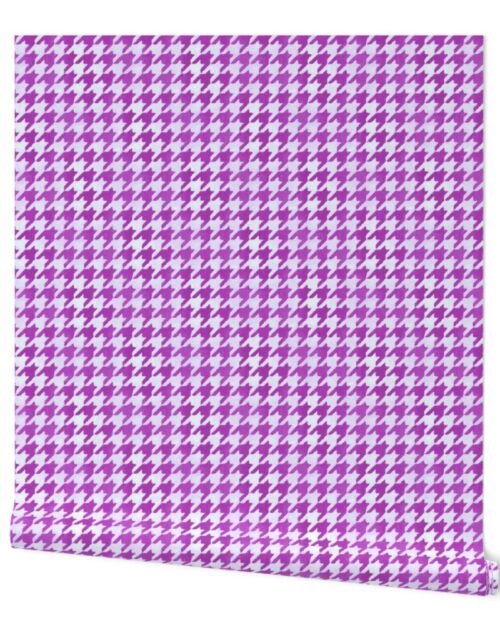 Large Magenta Purple and White Handpainted Houndstooth Check Watercolor Pattern Wallpaper