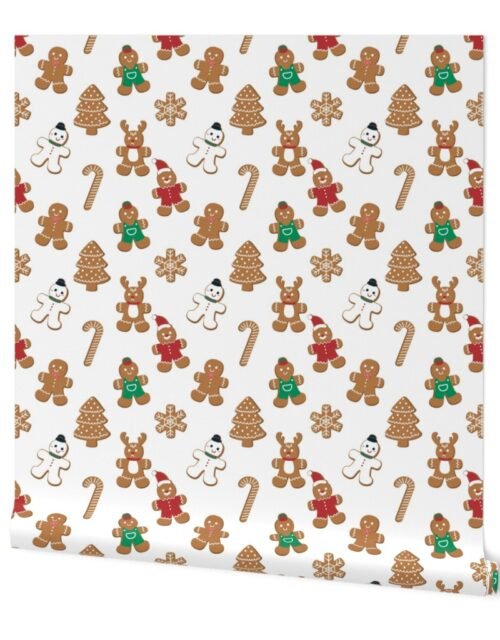 Christmas Gingerbread Biscuit Cookies on White Wallpaper