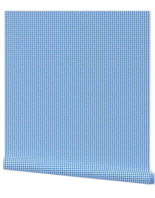 Small Mid Blue and White Handpainted Houndstooth Check Watercolor Pattern Wallpaper