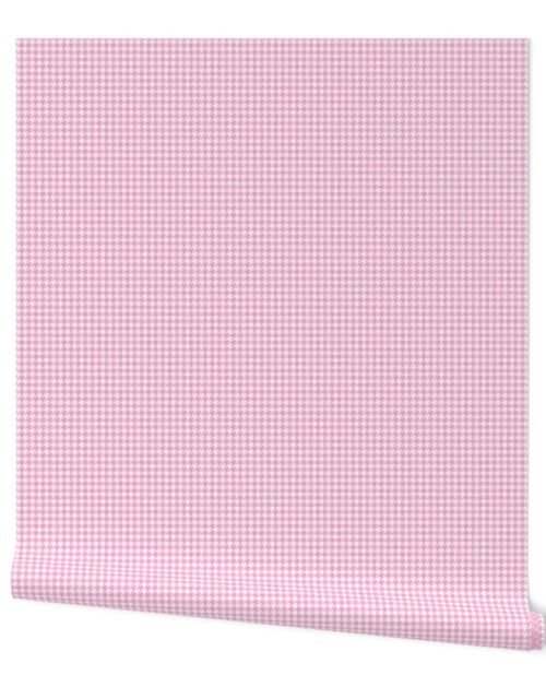 Small Candy Pink and White Handpainted Houndstooth Check Watercolor Pattern Wallpaper