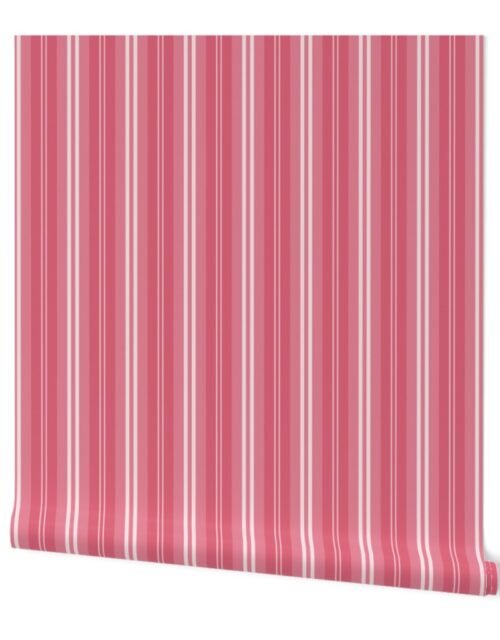 Nantucket Red and White Shades Pinstripe Wallpaper