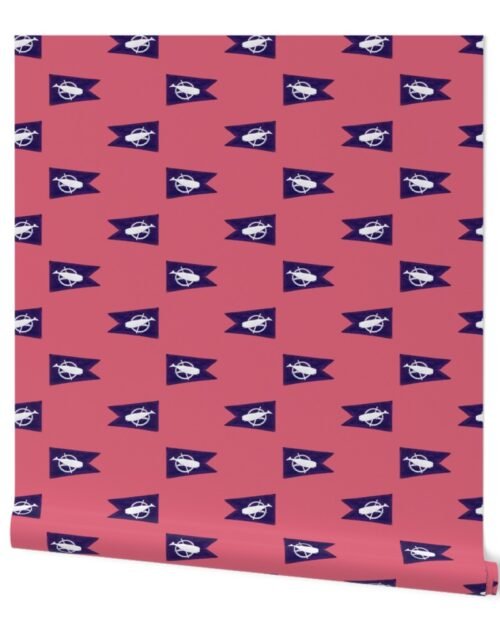 Nantucket Sperm Whale Burgee Flag  on Nantucket Red Hand-Painted Wallpaper