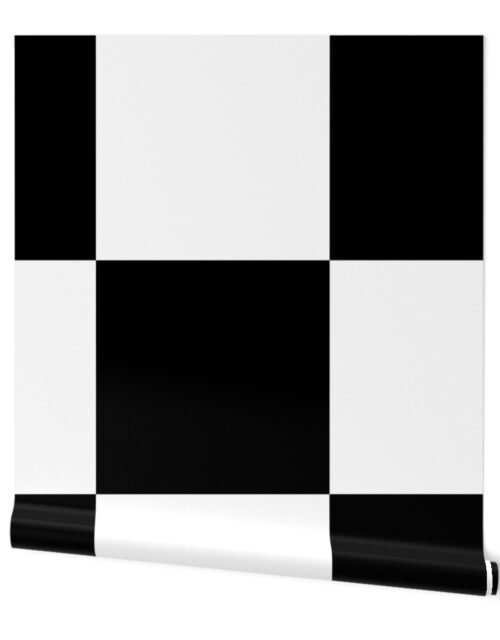 Gigantic Jumbo 12 inch Check – Black and White Checker Board Pattern Wallpaper