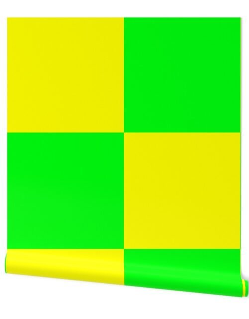Jumbo 12 inch Bright Lemon and Lime Checkerboard Wallpaper