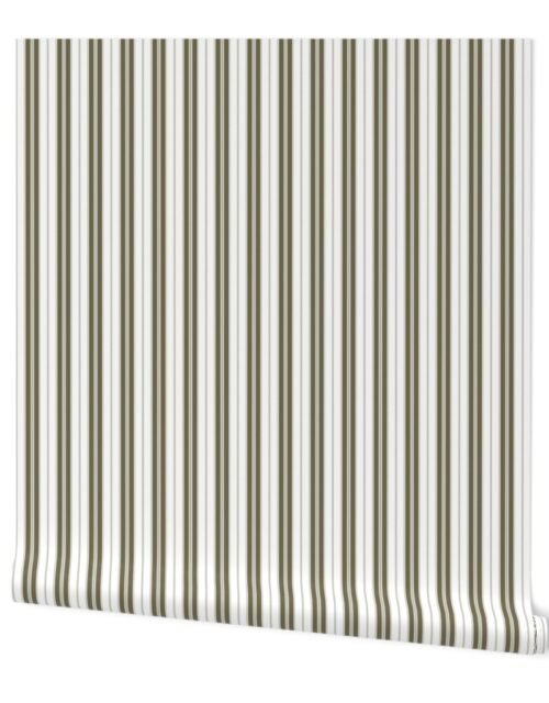 Martini Olive and White Autumn Winter 2022 2023 Color Trend Mattress Ticking Wallpaper