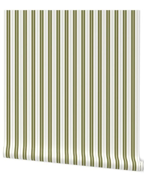 Cardamom Seed Green and White Autumn Winter 2022 2023 Color Trend Mattress Ticking Wallpaper