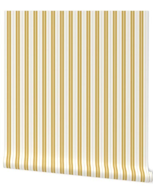 Spicy Mustard and White Autumn Winter 2022 2023 Color Trend Mattress Ticking Wallpaper