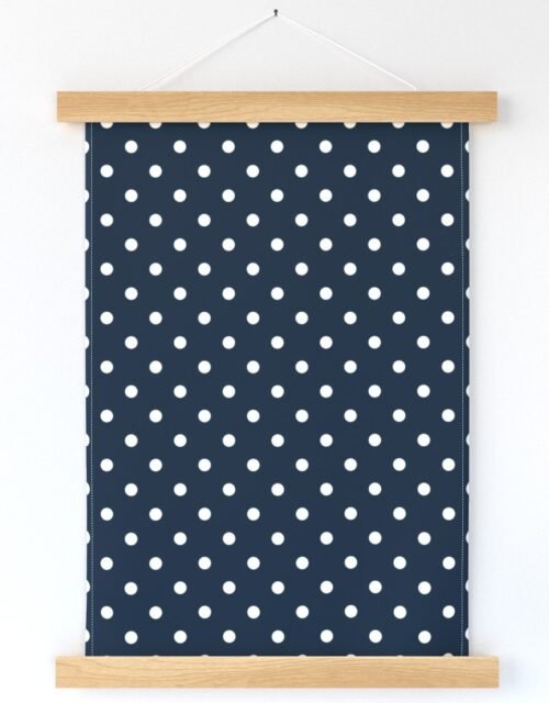 1/2 inch Classic White Polkadots on Navy Blue Wall Hanging