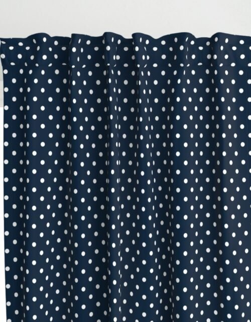 1/2 inch Classic White Polkadots on Navy Blue Curtains