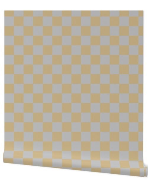 Classic 2″ Checkerboard Christmas Holiday Squares in Antique Silver and Gold Wallpaper