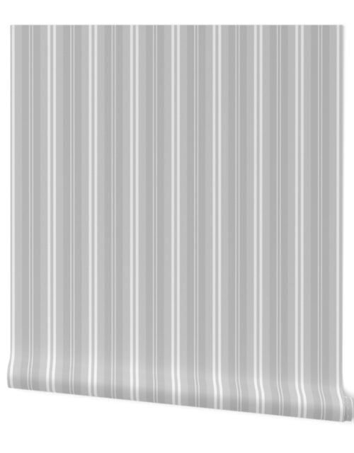 Christmas Silver Shaded Pin Stripe Wallpaper