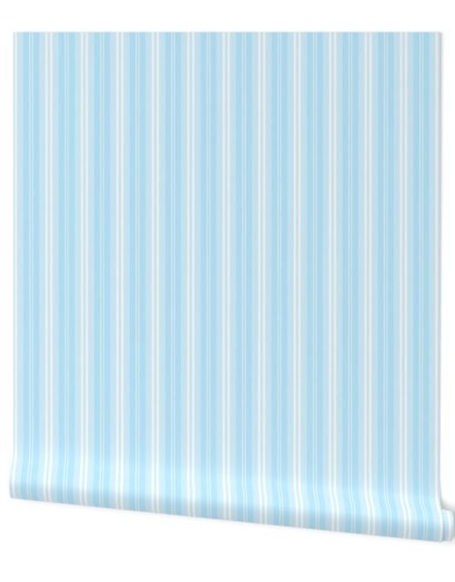 Pastel Baby Blue Shaded Pin Stripe Wallpaper