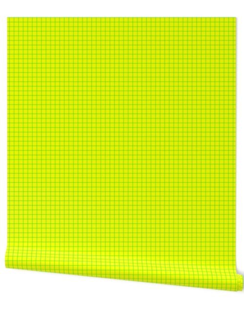 Green on Yellow on Lemon and Lime Grid 1/2 inch Wallpaper