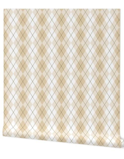 Light Beige Argyle Diamond  Check Wallpaper