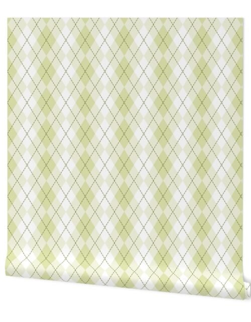 Light Olive Argyle Diamond Check Wallpaper