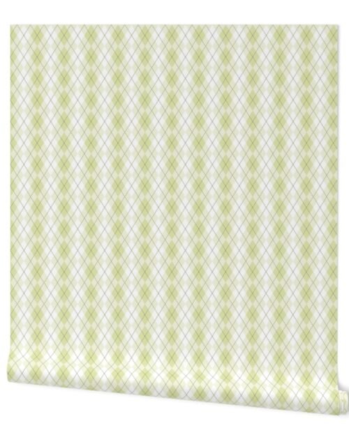 Small Light Olive Argyle Diamond Check Wallpaper