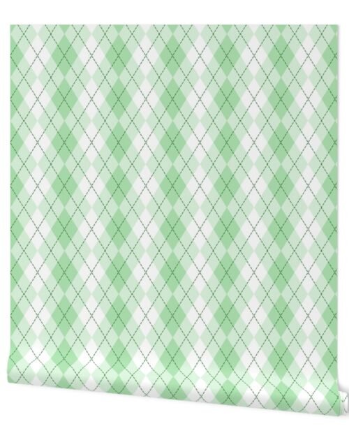 Light Mint Argyle Diamond Check Wallpaper