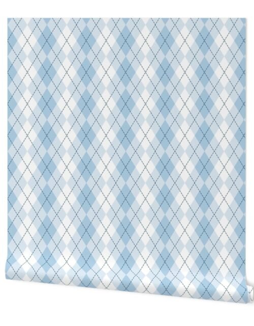 Light Blue Argyle Diamond Check Wallpaper