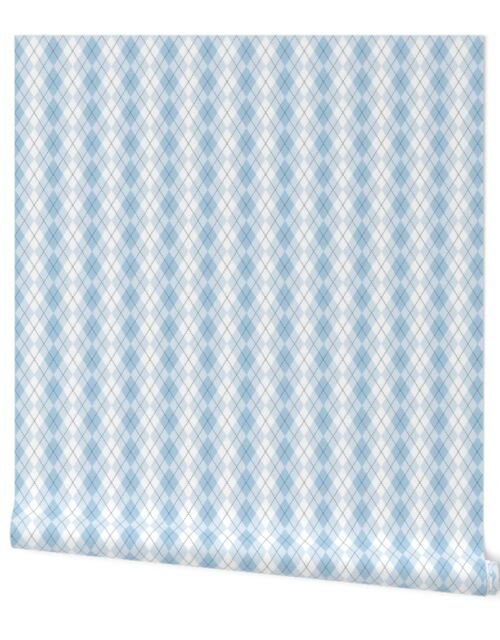 Small Light Blue Argyle Diamond Check Wallpaper