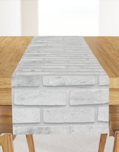 White Washed Brick Wall in Realistic Photo-Effect Life Size Table Runner
