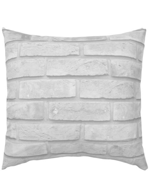 White Washed Brick Wall in Realistic Photo-Effect Life Size Euro Pillow Sham