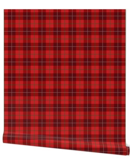 Small Red Green and White Seasonal Christmas  Tartan Check Plaid Wallpaper