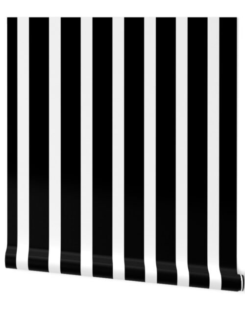 Classic Black and White Referee Stripes Wider Black Stripes Wallpaper