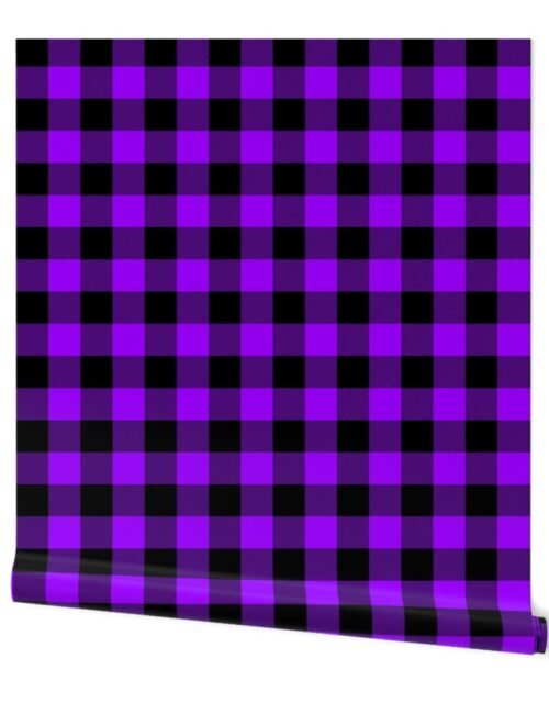 Medium Bright Purple Rustic Cowboy Cabin Buffalo Check Plaid 2 inch Wallpaper