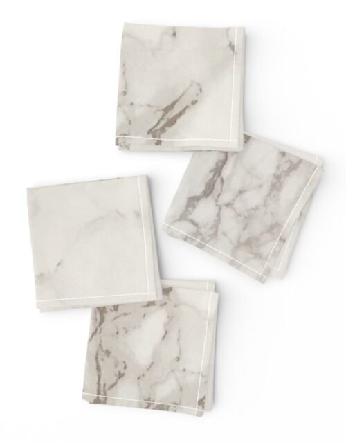 Classic Beige and White Marble Natural Stone Veining Quartz Cocktail Napkins
