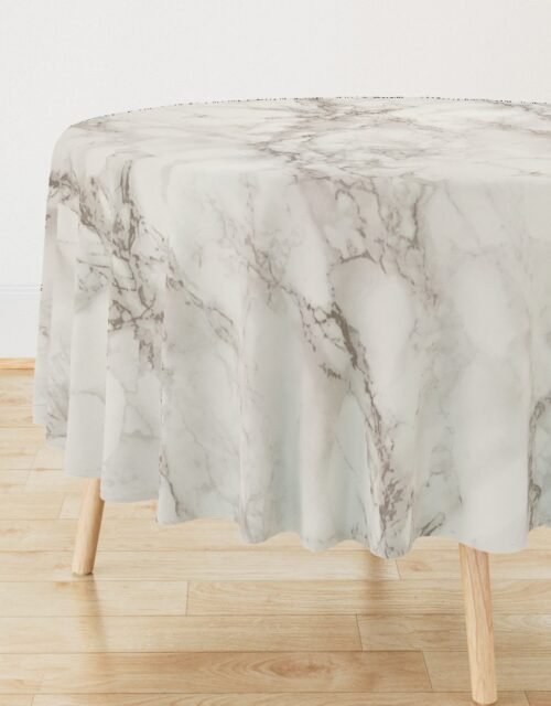 Classic Beige and White Marble Natural Stone Veining Quartz Round Tablecloth