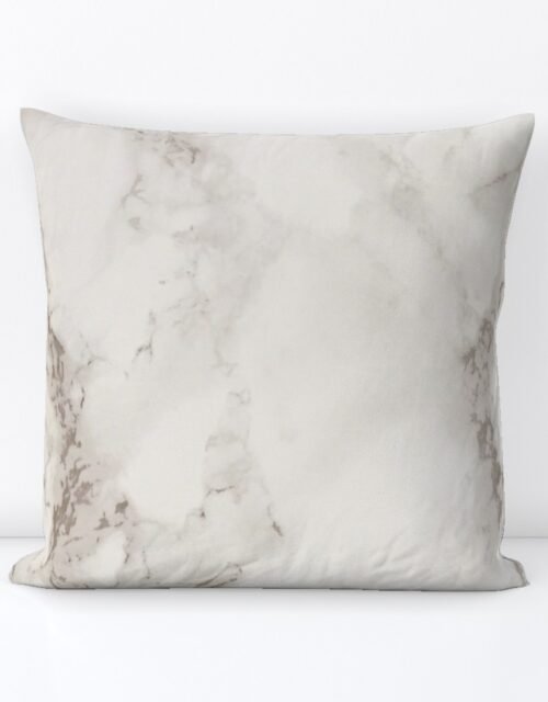 Classic Beige and White Marble Natural Stone Veining Quartz Square Throw Pillow