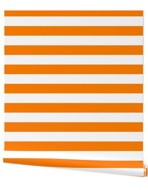 Florida Orange and White Horizontal Stripes Wallpaper