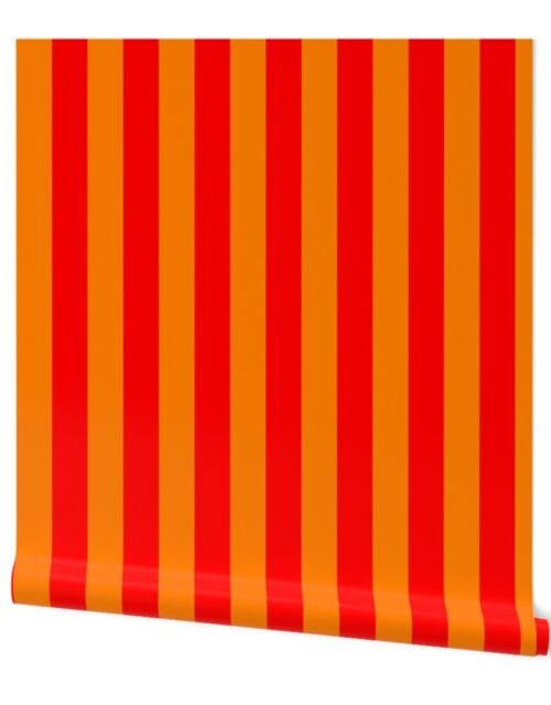 Florida Orange and Red Vertical Stripes Wallpaper