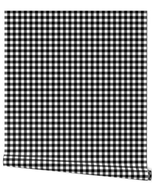 Black Color Classic Small Half Inch Gingham Check Tartan Plaid Wallpaper