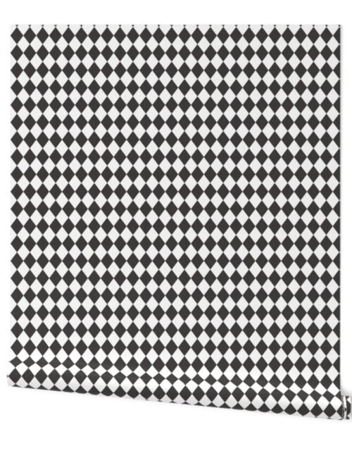 Small Graphite and White Diamond Harlequin Check Pattern Wallpaper