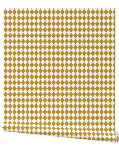 Small Mustard and White Diamond Harlequin Check Pattern Wallpaper