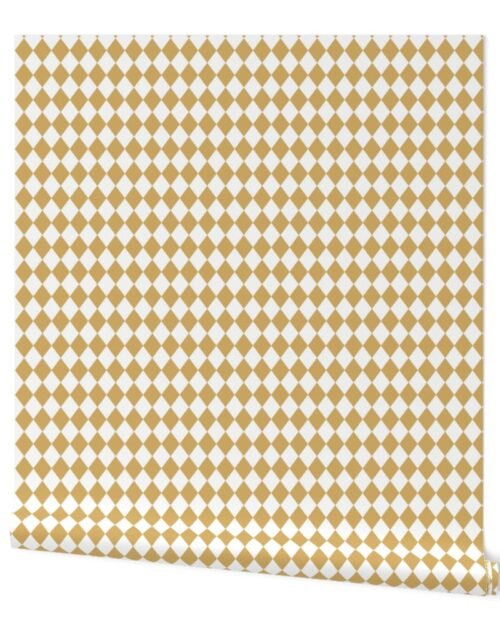 Small Honey and White Diamond Harlequin Check Pattern Wallpaper