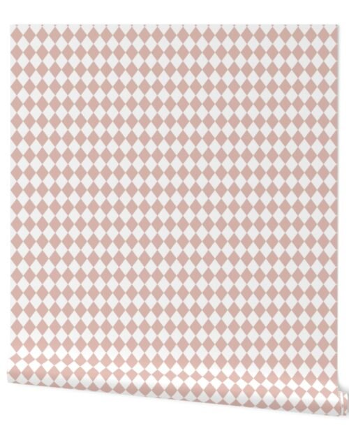 Small Blush and White Diamond Harlequin Check Pattern Wallpaper