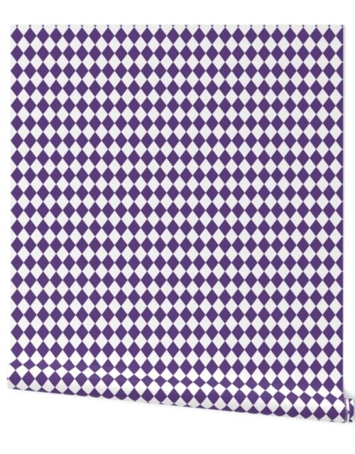 Small Grape and White Diamond Harlequin Check Pattern Wallpaper