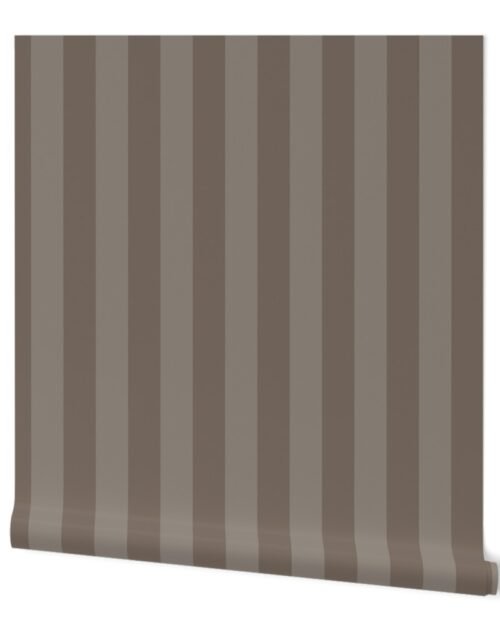 Two-Tone 2 Inch Bark and Faded Bark Modern Cabana Upholstery Stripes Wallpaper