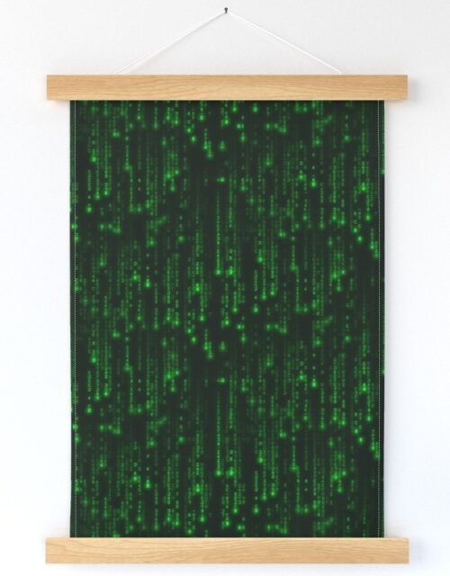 Small Bright Neon Green Digital Rain Computer Code Wall Hanging