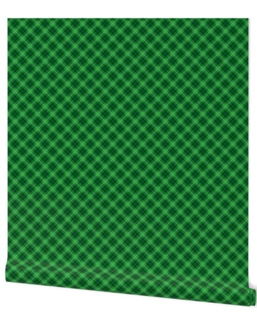 Small Bright Green and White St Patricks Day Irish Tartan Check Wallpaper