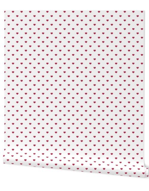 Mini Viva Magenta Love Heart Polka Dots on White Wallpaper