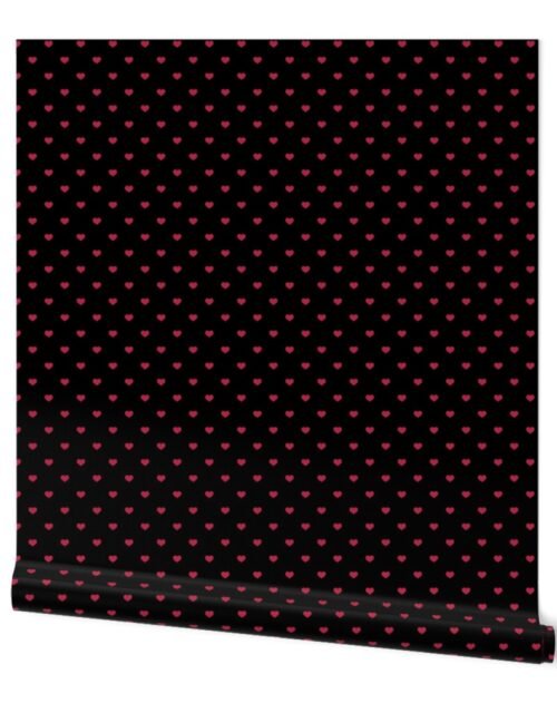 Mini Viva Magenta Love Heart Polka Dots on Black Wallpaper