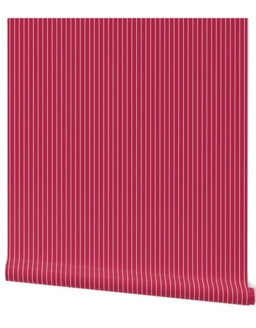 1/2 Inch Viva Magenta  with White Pin Stripes Wallpaper