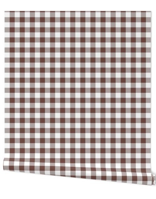 Cinnamon  and White Gingham Check Wallpaper