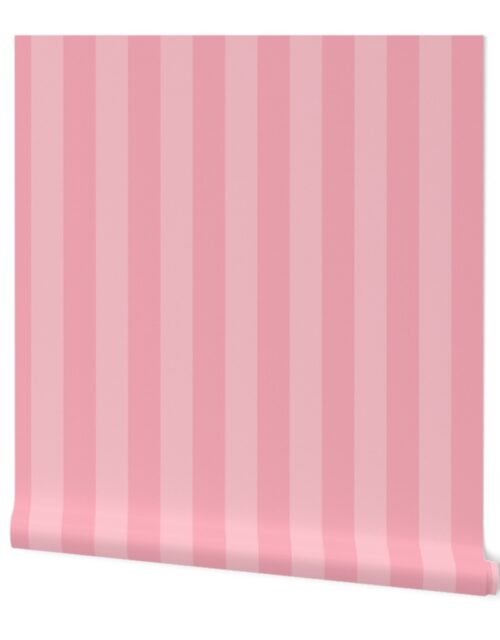 Pink and Faded Pink 2 Inch Vertical Cabana Stripes Wallpaper