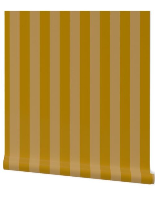 Ochre and Faded Ochre 2 Inch Vertical Cabana Stripes Wallpaper