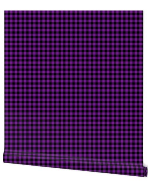 Purple and Black Buffalo Check Gingham Plaid Wallpaper