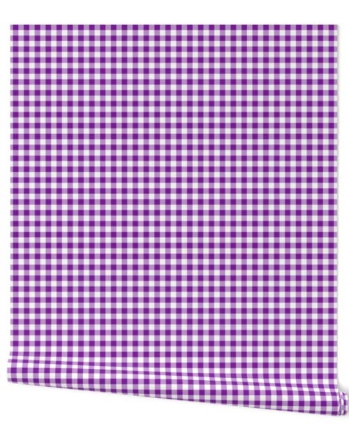 Purple and White Buffalo Check Gingham Plaid Wallpaper